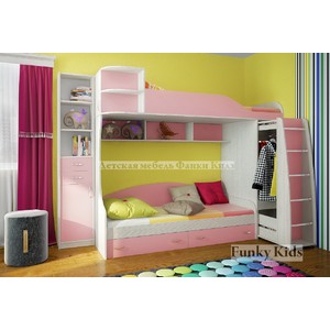 Кровать двухъярусная Фанки Кидз 12 (без стеллажа), розовый