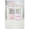Кровать Теремок с ящиком и ступенькой, розовый