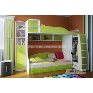 Кровать двухъярусная Фанки Кидз 12 (без стеллажа), зеленый