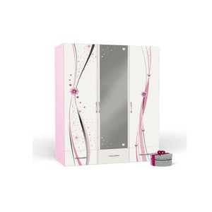 Шкаф 3-х дверный Princess с зеркалом, розовый