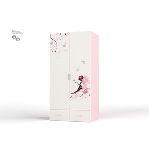 Шкаф 2-х дверный Фея со стразами Swarovski, розовый