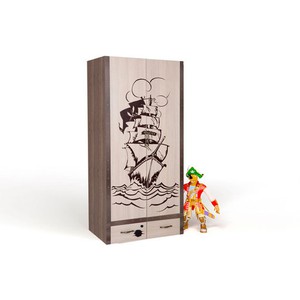 Шкаф 2-х дверный Pirat комбинированный, ваниль-дуб
