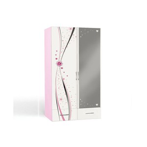 Шкаф 2-х дверный Princess с зеркалом, розовый