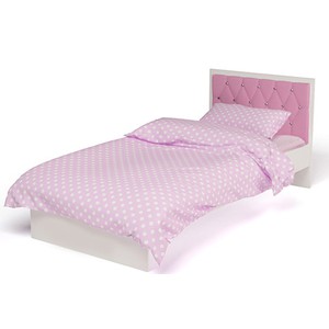 Кровать Фея с кожаным изголовьем со стразами Swarovski, розовый