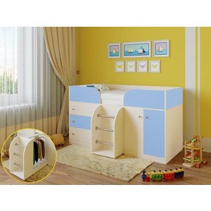 Кровать детская Астра-5 дуб молочный синий